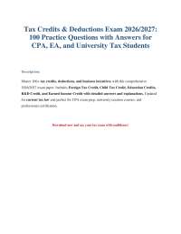 Tax Credits Exam 2026/2027 - 100 Questions