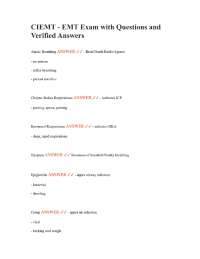 CIEMT - EMT Exam with Questions and Verified Answers