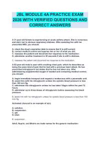 EMT 100 - JBL MODULE 4A PRACTICE EXAM 2026 WITH VERIFIED QUESTIONS AND CORRECT ANSWERS