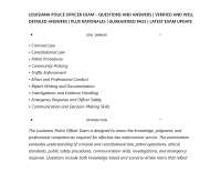 LOUISIANA POLICE OFFICER EXAM – QUESTIONS AND ANSWERS | VERIFIED AND WELL DETAILED ANSWERS