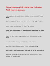Bronx Masquerade Exam Review Questions With Correct Answers.