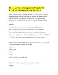 EMT Airway Management Chapter 11 Exam with Questions and Answers