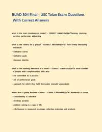 BUAD 304 Final - USC Tolan Exam Questions With Correct Answers