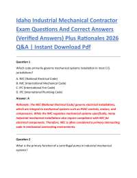 Idaho Industrial Mechanical Contractor Exam Questions And Correct Answers