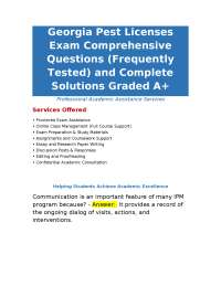 Georgia Pest Licenses Exam Comprehensive Questions (Frequently Tested) and Complete Soluti