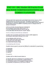 EMT 100 - JBL Module 4B Practice Exam 2026 WITH VERIFIED QUESTIONS AND CORRECT ANSWERS
