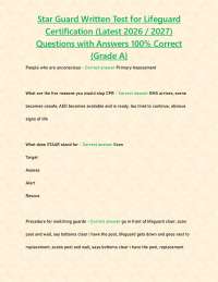 Star Guard Written Test for Lifeguard Certification (Latest 2026 / 2027) Questions with An