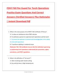 FDNY F60 Fire Guard For Torch Operations Practice Exam Questions And Correct Answers (Veri