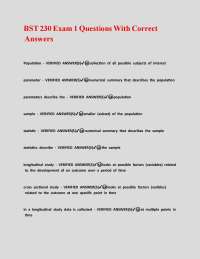 BST 230 Exam 1 Questions With Correct Answers.