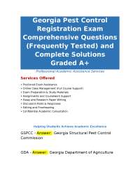 Georgia Pest Control Registration Exam Comprehensive Questions (Frequently Tested) and Com