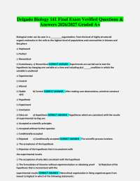 Delgado Biology 141 Final Exam Verified Questions & Answers 2026/2027 Graded A+