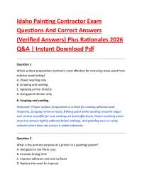 Idaho Painting Contractor Exam Questions And Correct Answers (Verified Answers)