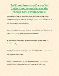 Red Cross Lifeguarding Practice Test (Latest 2026 / 2027) Questions with Answers 100% Corr
