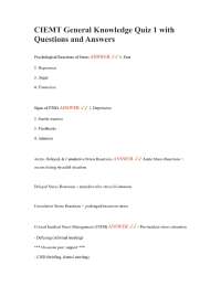 CIEMT General Knowledge Quiz 1 with Questions and Answers