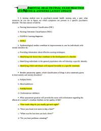 Durham College – NURSING 13379 Mental Health Nursing Final Exam Practice Questions & Answe