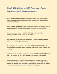 BUAD 304 Midterm - USC Cummings Exam Questions With Correct Answers ,