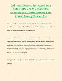 Red cross Lifeguard Test Actual Exam (Latest 2026 / 2027 Update) Real Questions and Verifi