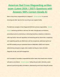 American Red Cross lifeguarding written exam (Latest 2026 / 2027) Questions with Answers 1
