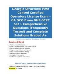 Georgia Structural Pest Control Certified Operators License Exam - GA DCO Exam GHP-0CPC Se