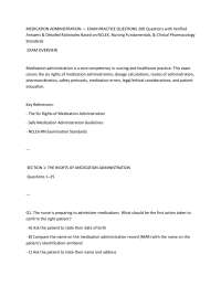 MEDICATION ADMINISTRATION — EXAM PRACTICE QUESTIONS 200 Questions with Verified Answers &