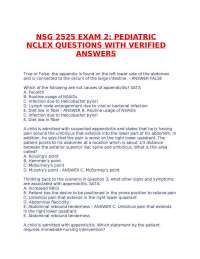 NSG 2525 EXAM 2- PEDIATRIC NCLEX QUESTIONS WITH VERIFIED ANSWERS.