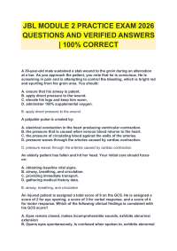 EMT 100 - JBL MODULE 2 PRACTICE EXAM 2026 QUESTIONS AND VERIFIED ANSWERS | 100% CORRECT