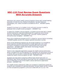 HSC-110 Final Review Exam Questions With Accurate Answers.