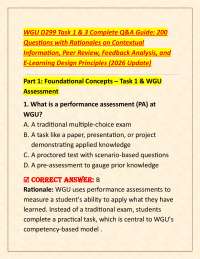 WGU D469 Performance Assessment: Complete Q&A Study Guide with Rationales for 200 Exam Q