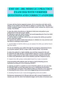 EMT 100 - JBL MODULE 3 PRACTICE EXAM 2026 WITH VERIFIED QUESTIONS AND CORRECT ANSWERS