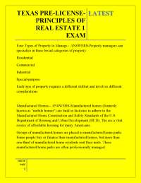 TEXAS PRE-LICENSE PRINCIPLES OF REAL ESTATE 1 EXAM LATEST