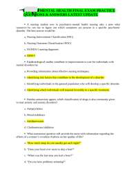 Durham College – NURSING 13379 Mental Health Nursing Final Exam Practice Questions & Answe