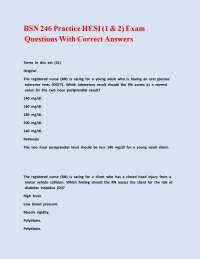 BSN 246 Practice HESI (1 & 2) Exam Questions With Correct Answers
