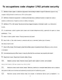 Tx occupations code chapter 1702 private security