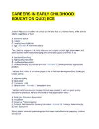 CAREERS IN EARLY CHILDHOOD EDUCATION QUIZ| ECE