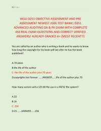 WGU D251 OBJECTIVE ASSESSMENT AND PRE ASSESSMENT NEWEST 2026 TEST BANK| D251 ADVANCED AU