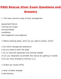 PADI Rescue Diver Exam 2026 Actual Questions and Correct Answers Latest 2026 / 2027 Update