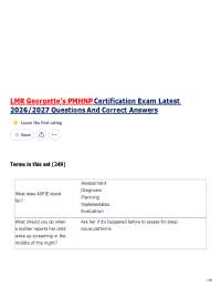 LMR Georgette’s PMHNP Certification Exam Latest 2026/2027 Questions And Correct Answers