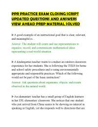 PPR PRACTICE EXAM CLOSING SCRIPT UPDATED QUESTIONS AND ANSWERS VIEW AHEAD PREP MATERIAL SO