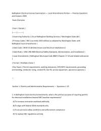 Bellingham Electrical License Examination — Local Amendments Portion — Practice Questions