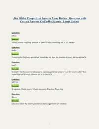 Aice Global Perspectives Semester Exam Review | Questions with Correct Answers Verified by