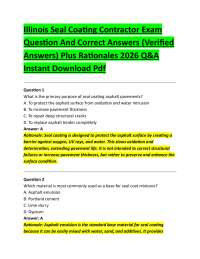 Illinois Seal Coating Contractor Exam Question And Correct Answers (Verified Answers)