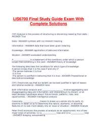 LIS6700 Final Study Guide Exam With Complete Solutions.