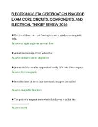 ELECTRONICS ETA CERTIFICATION PRACTICE EXAM CORE CIRCUITS, COMPONENTS, AND ELECTRICAL THEO