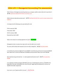 WGU UFC 1 Managerial Accounting Pre-assessment