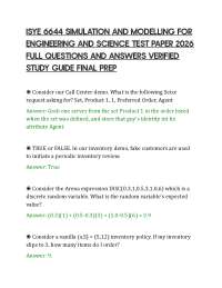 ISYE 6644 SIMULATION AND MODELLING FOR ENGINEERING AND SCIENCE TEST PAPER 2026 FULL QUESTI