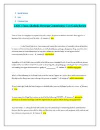 TABC (Texas Alcoholic Beverage Commission) Test Guide Review