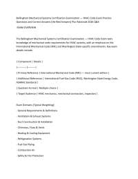 Bellingham Mechanical Systems Certification Examination — HVAC Code Exam Practice Questio