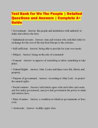 Test Bank for We The People | Detailed Questions and Answers | Complete A+ Guide