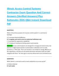 Illinois Access Control Systems Contractor Exam Question And Correct Answers