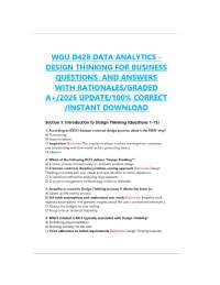 WGU D428 DATA ANALYTICS - DESIGN THINKING FOR BUSINESS QUESTIONS AND ANSWERS WITH RATIONAL